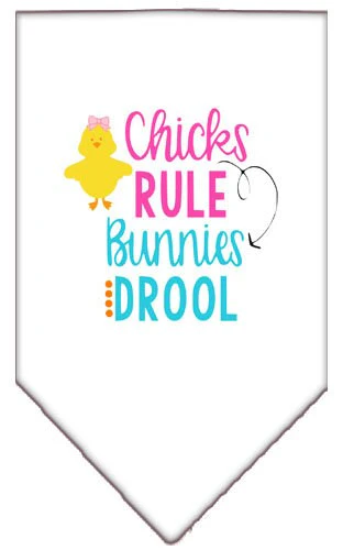 Pet and Dog Bandana Screen Printed, "Chicks Rule, Bunnies Drool" - Image 3