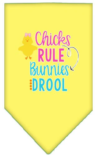 Pet and Dog Bandana Screen Printed, "Chicks Rule, Bunnies Drool" - Image 4
