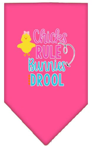 Pet and Dog Bandana Screen Printed, "Chicks Rule, Bunnies Drool" - Image 5