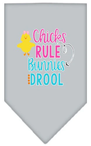 Pet and Dog Bandana Screen Printed, "Chicks Rule, Bunnies Drool" - Image 6