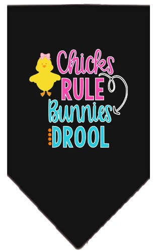 Pet and Dog Bandana Screen Printed, "Chicks Rule, Bunnies Drool" - Image 8