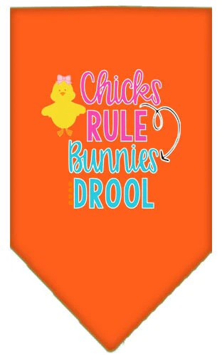 Pet and Dog Bandana Screen Printed, "Chicks Rule, Bunnies Drool" - Image 9