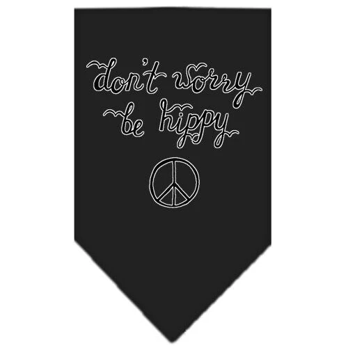 Pet and Dog Bandana Screen Printed, "Don't Worry, Be Hippy" - Image 2