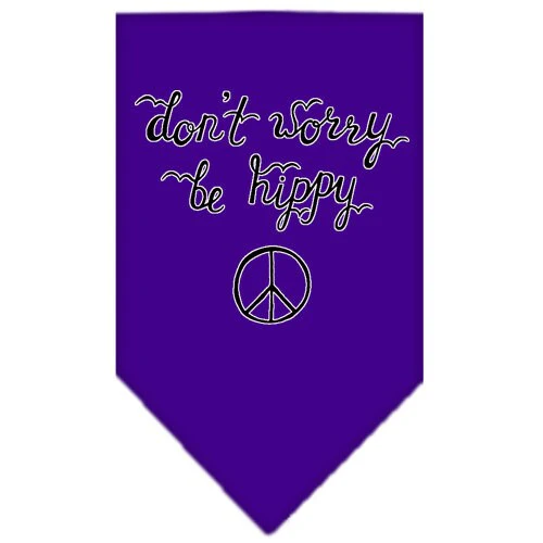 Pet and Dog Bandana Screen Printed, "Don't Worry, Be Hippy" - Image 6