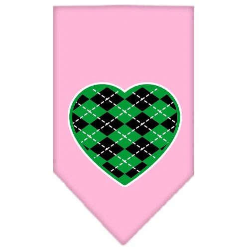 Pet and Dog Bandana Screen Printed, "Green Argyle Heart" - Image 10