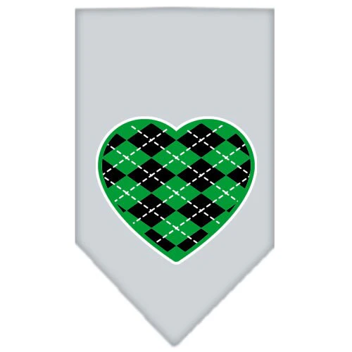 Pet and Dog Bandana Screen Printed, "Green Argyle Heart" - Image 3