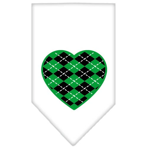 Pet and Dog Bandana Screen Printed, "Green Argyle Heart" - Image 4
