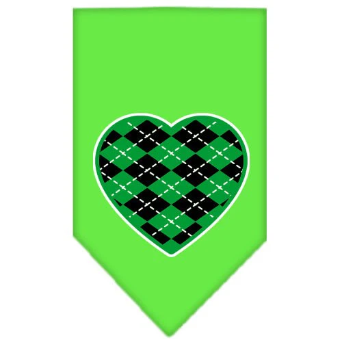 Pet and Dog Bandana Screen Printed, "Green Argyle Heart" - Image 6
