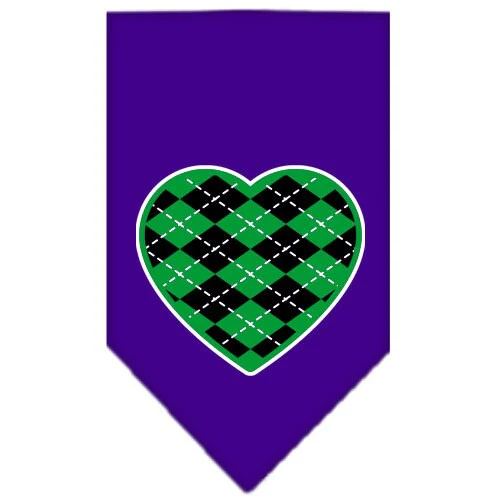 Pet and Dog Bandana Screen Printed, "Green Argyle Heart" - Image 7