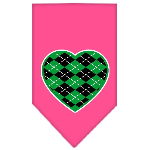 Pet and Dog Bandana Screen Printed, "Green Argyle Heart" - Image 8