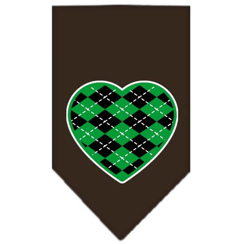 Pet and Dog Bandana Screen Printed, "Green Argyle Heart" - Image 9