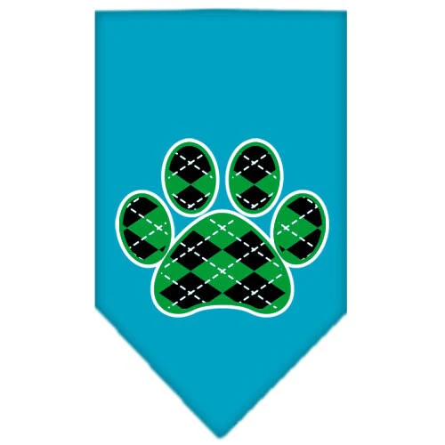 Pet and Dog Bandana Screen Printed,  "Green Argyle Paw" - Image 10