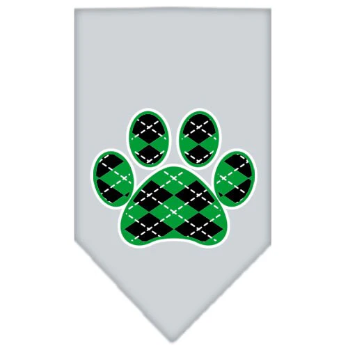 Pet and Dog Bandana Screen Printed,  "Green Argyle Paw" - Image 3