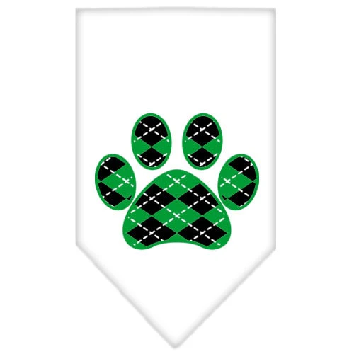 Pet and Dog Bandana Screen Printed,  "Green Argyle Paw" - Image 4
