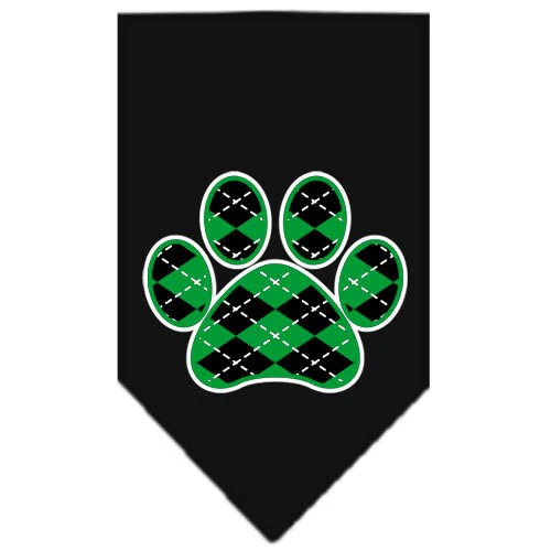 Pet and Dog Bandana Screen Printed,  "Green Argyle Paw" - Image 5