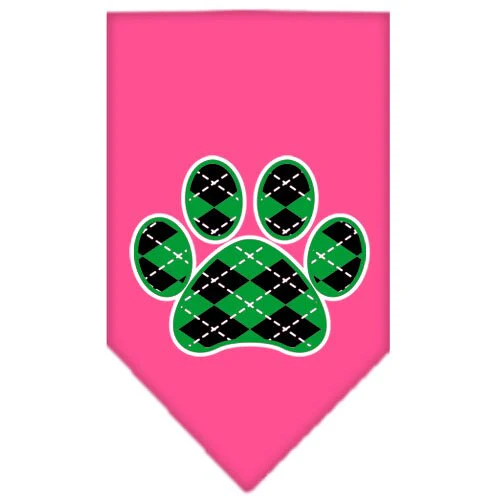 Pet and Dog Bandana Screen Printed,  "Green Argyle Paw" - Image 6