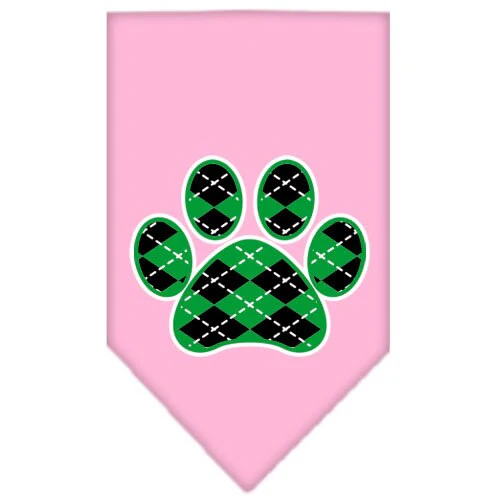 Pet and Dog Bandana Screen Printed,  "Green Argyle Paw" - Image 7