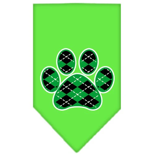 Pet and Dog Bandana Screen Printed,  "Green Argyle Paw" - Image 8