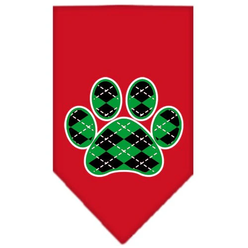 Pet and Dog Bandana Screen Printed,  "Green Argyle Paw" - Image 9