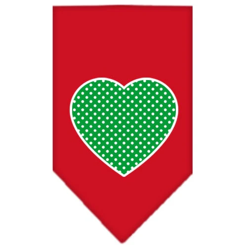 Pet and Dog Bandana Screen Printed, "Green Swiss Dot Heart" - Image 10