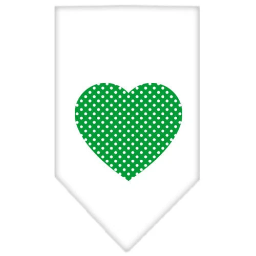 Pet and Dog Bandana Screen Printed, "Green Swiss Dot Heart" - Image 2
