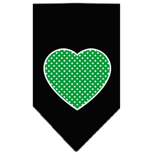 Pet and Dog Bandana Screen Printed, "Green Swiss Dot Heart" - Image 3