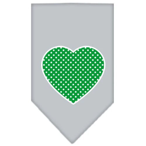 Pet and Dog Bandana Screen Printed, "Green Swiss Dot Heart" - Image 4
