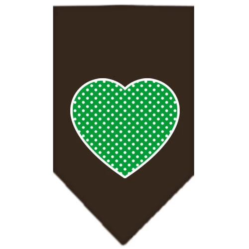 Pet and Dog Bandana Screen Printed, "Green Swiss Dot Heart" - Image 6
