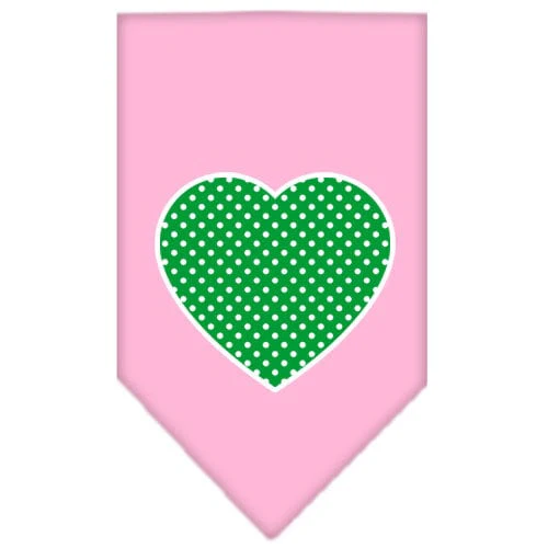 Pet and Dog Bandana Screen Printed, "Green Swiss Dot Heart" - Image 7