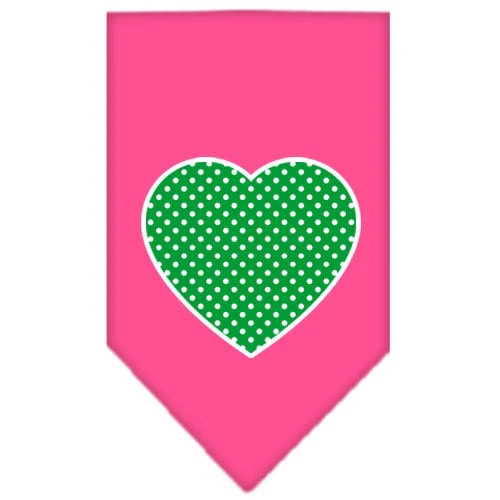 Pet and Dog Bandana Screen Printed, "Green Swiss Dot Heart" - Image 8