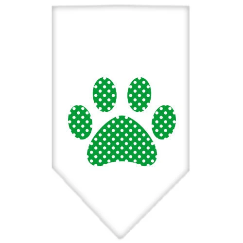 Pet and Dog Bandana Screen Printed, "Green Swiss Dot Paw" - Image 2