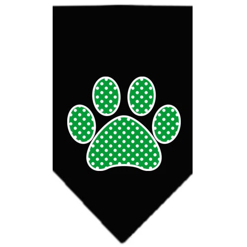 Pet and Dog Bandana Screen Printed, "Green Swiss Dot Paw" - Image 3