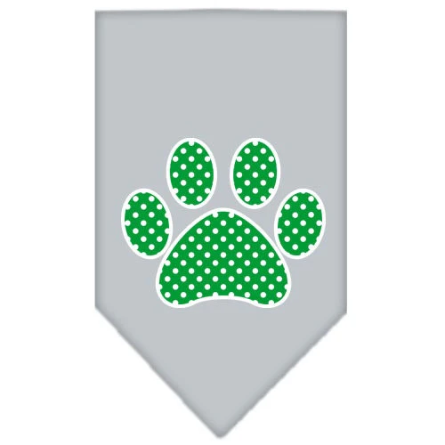 Pet and Dog Bandana Screen Printed, "Green Swiss Dot Paw" - Image 4