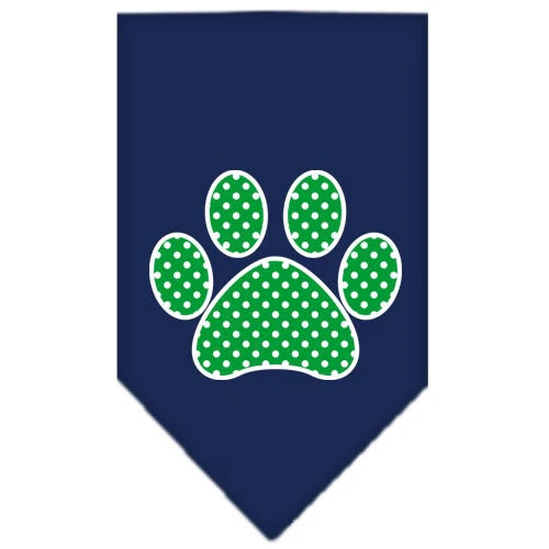 Pet and Dog Bandana Screen Printed, "Green Swiss Dot Paw" - Image 5