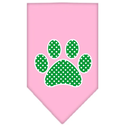 Pet and Dog Bandana Screen Printed, "Green Swiss Dot Paw" - Image 6