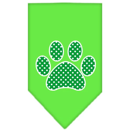Pet and Dog Bandana Screen Printed, "Green Swiss Dot Paw" - Image 7