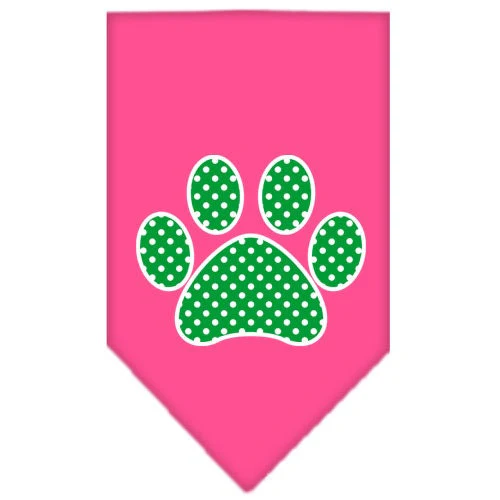 Pet and Dog Bandana Screen Printed, "Green Swiss Dot Paw" - Image 8