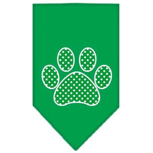 Pet and Dog Bandana Screen Printed, "Green Swiss Dot Paw" - Image 9