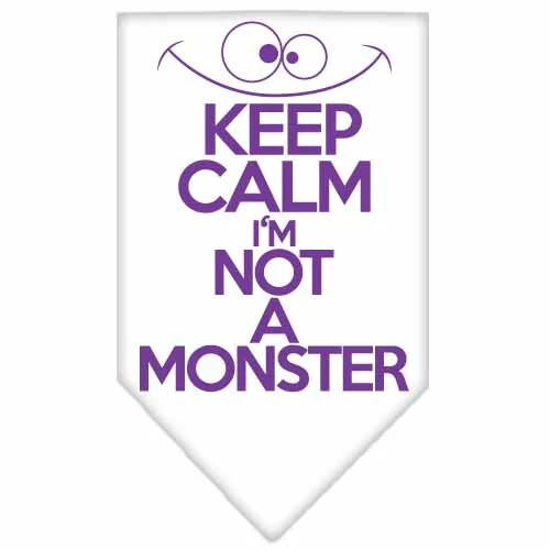 Pet and Dog Bandana Screen Printed, "Keep Calm, I'm Not A Monster" - Image 2