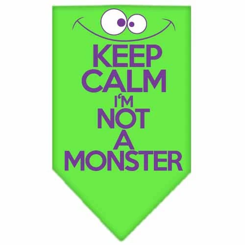 Pet and Dog Bandana Screen Printed, "Keep Calm, I'm Not A Monster" - Image 9