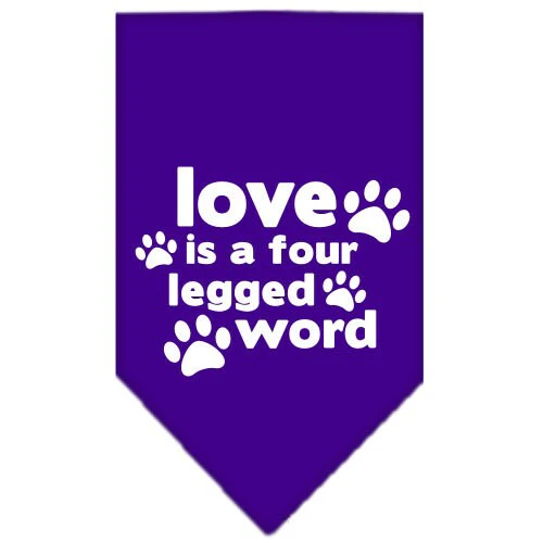 Pet and Dog Bandana Screen Printed, "Love Is A Four Legged Word" - Image 2