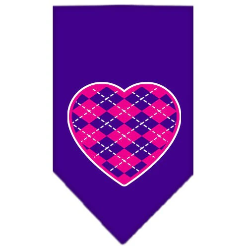 Pet and Dog Bandana Screen Printed, "Pink Argyle Heart" - Image 10