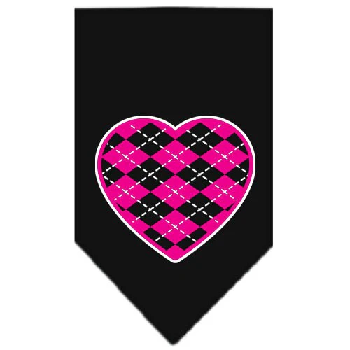 Pet and Dog Bandana Screen Printed, "Pink Argyle Heart" - Image 2