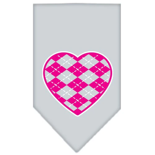Pet and Dog Bandana Screen Printed, "Pink Argyle Heart" - Image 4