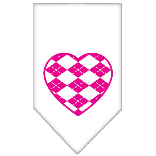 Pet and Dog Bandana Screen Printed, "Pink Argyle Heart" - Image 5