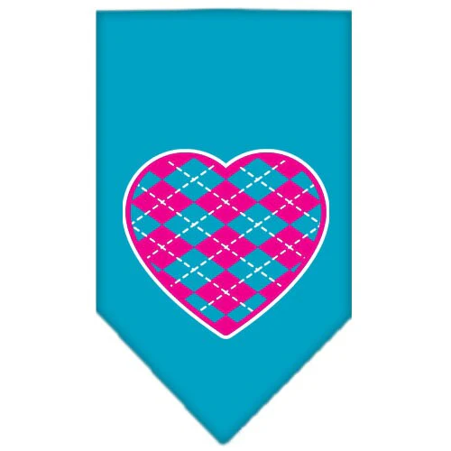 Pet and Dog Bandana Screen Printed, "Pink Argyle Heart" - Image 6