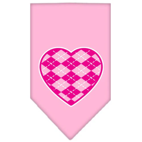 Pet and Dog Bandana Screen Printed, "Pink Argyle Heart" - Image 9
