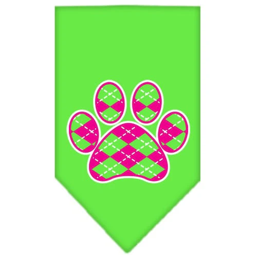 Pet and Dog Bandana Screen Printed,  "Pink Argyle Paw" - Image 10