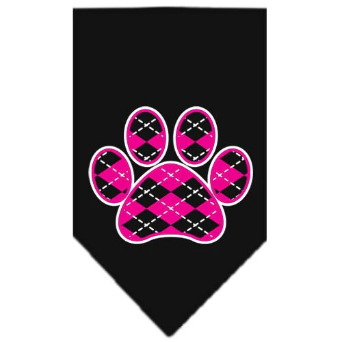 Pet and Dog Bandana Screen Printed,  "Pink Argyle Paw" - Image 2
