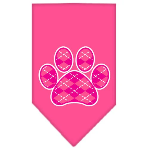 Pet and Dog Bandana Screen Printed,  "Pink Argyle Paw" - Image 3